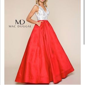 Macduggal prom dress red/white